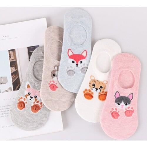 5 Pairs Harajuku Women Funny Patterned Short Cotton Socks Colored Hipster Ankle Cool Women Student Cute Casual Art Sox