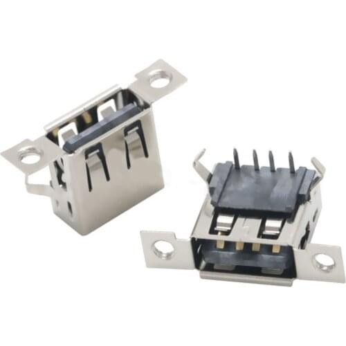 5PCS A Type Micro USB 2.0 4Pin Female Jack USB Port Dock Connector Tail Charging Socket With Screw Holes