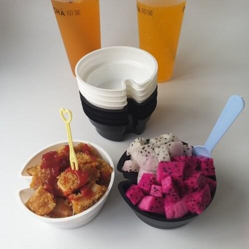 50pcs Disposable Fried Chicken Chips Cup Holder Creative Steak Milk Tea Coffee Plastic Drink Cup Plate Tray