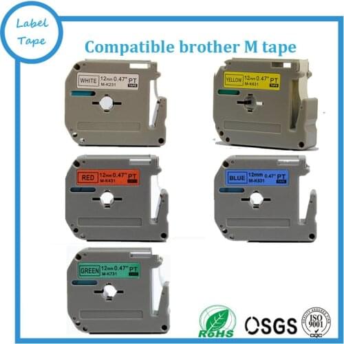 5pk mixed MK tape 12mm mk-231,mk-431,mk-531,mk-631, mk-731 black on white/yellow/red/blue/green for PT-55/60/65/70, PT-75, PT-80