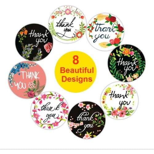 6000pcs Round Roll Thank You Pink Flower Business Decoration Label Birthday Party Gift Packaging Adhesive Sealing Sticker 1inch