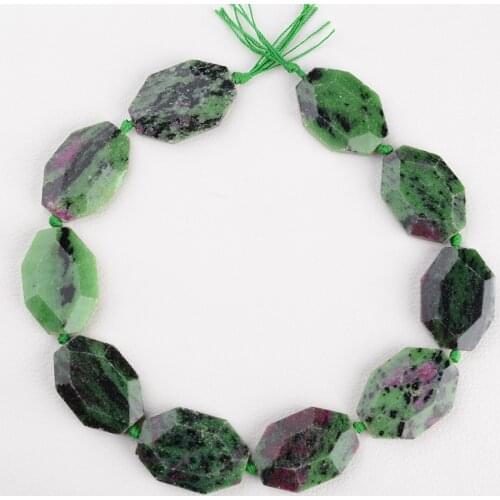 25*35mm Natural Stone Epidote Faceted Square-shape Loose Beads for Jewelry Making Necklace DIY Bracelet Accessories -15.5 inch