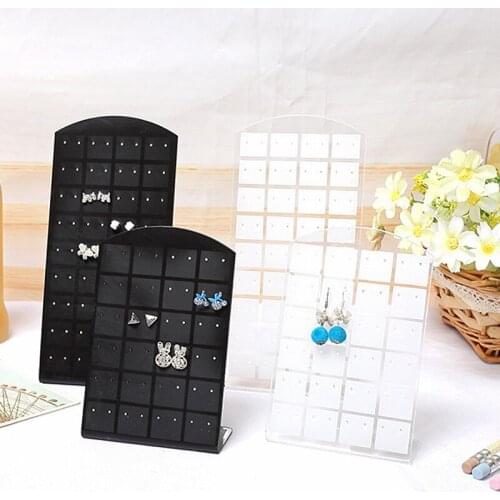 48/72 Holes Black Acrylic Jewelry Holder Organizer Ear Studs Display Stand Earring Showcase Jewelry Display Rack Ear Rings Plate