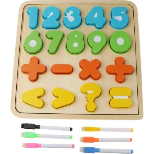 Wooden Toys Numbers Alphabet Matching Board Educational Counting Math Toys For Kids Baby Preschool Learning