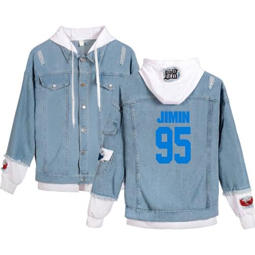 Map Of the soul 7 Denim Jacket Bangtan Boys Kpop Hoodie Fashion Casual Fake two pieces Coat Men/Women Personality Jacket