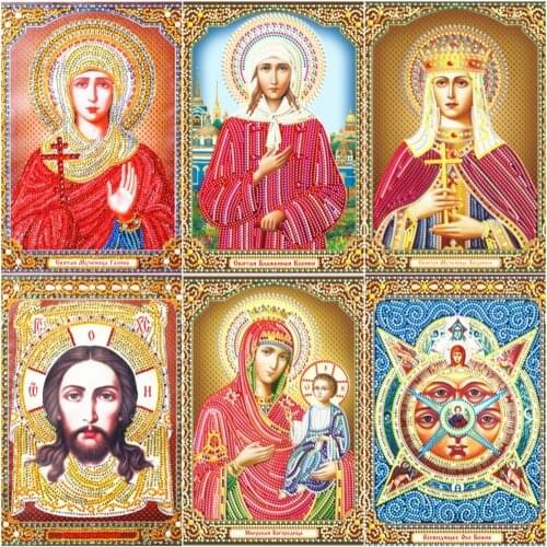 Huacan Special Shaped Religious Diamond Embroidery Bead DIY Diamond Painting Cross Stitch People 3D Mosaic Picture Home Decor