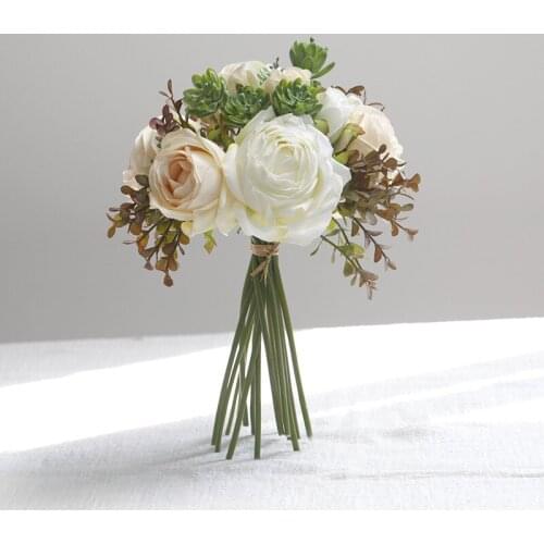 Artificial Rose Bouquet Silk Flowers Wedding Bride Hand Bouquet Home Decoration Accessories Festive Party Table Flower