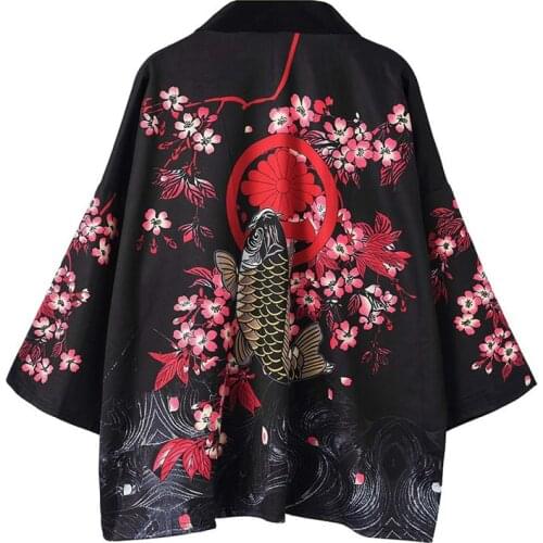 Cardigan Women Men Samurai Costume Jacket Yukata Haori Japanese Carp Kimono Mens Shirt Yukata Haori Traditional Asia Clothing
