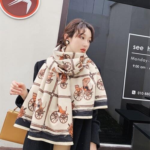 KOI LEAPING fashion popular European and American style ladies Cashmere scarf soft warm scarf carriage pattern shawl hot sale