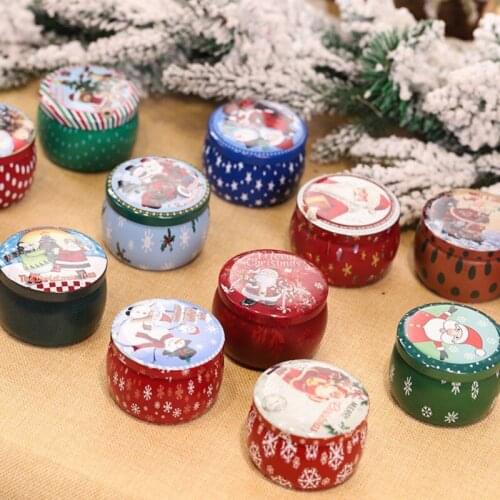 Creative Tinplate Box Christmas Smokeless Candle Safe Non-toxic Easy to Store Holiday Atmosphere Decoration