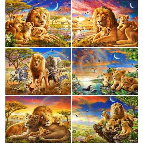 MomoArt New Arrival 5D DIY Diamond Painting Lion Family Diamond Embroidery Animal Cross Stitch Nature Wall Art Decorations