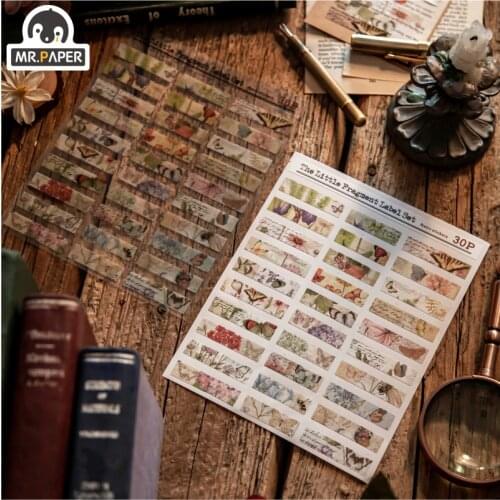 Mr Paper 8 Designs 2 Pcs/bag Cartoon Style Small Snippet Tag Set Series Creative Hand Account DIY Deco Collage Material Stickers