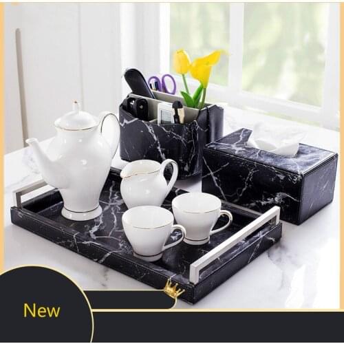 Marble Pattern Tray Tissue Box Home Rectangular Tray Home Tableware Storage Tray Fashion Marble Pattern Classic Wild