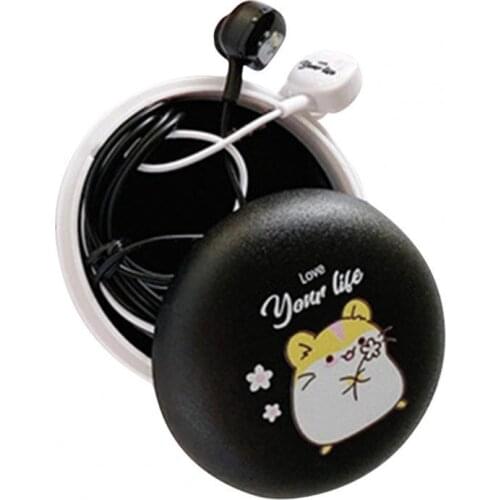 Cartoon headphone with storage box bass headphone cable with stereo metal bass headphone music headphone with microphone