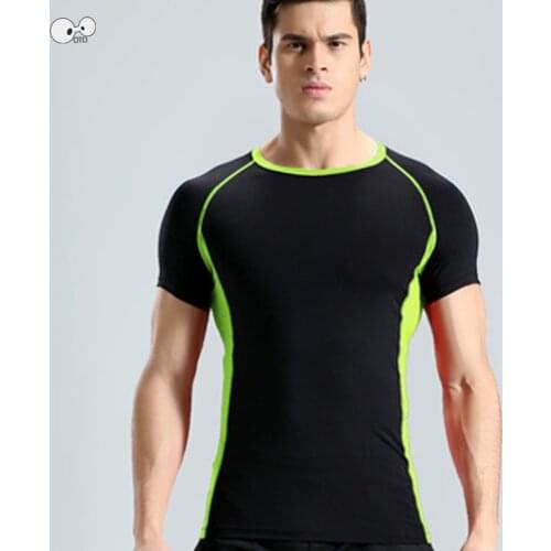 Short Sleeve Mens Compression Sport Running T-Shirts Fitness Breathable Jogging Shirts Quick Dry Crossfit Workout Gym Sportswear