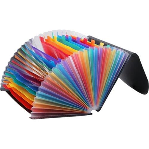A4 Rainbow File Folder 12/24 Grids Portable Organ Bag Student School Supplies File Folder Safe Non-toxic Portable