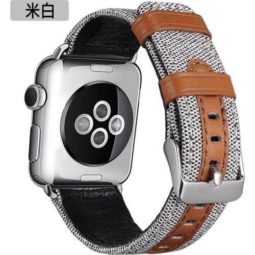 Fabric leather loop strap for apple watch band 38 40 wristband for iwatch se band 42mm 44mm bracelet series 6 5 4 3 2 1