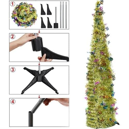 1.5M DIY Sequin Christmas Tree Popup Collapsible Tinsel Artificial Christmas Tree With Stand Christmas Decorations Trees Decor