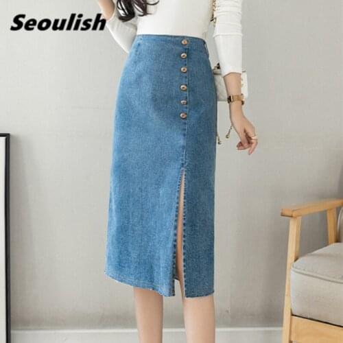 Seoulish Denim Pencil Skirts