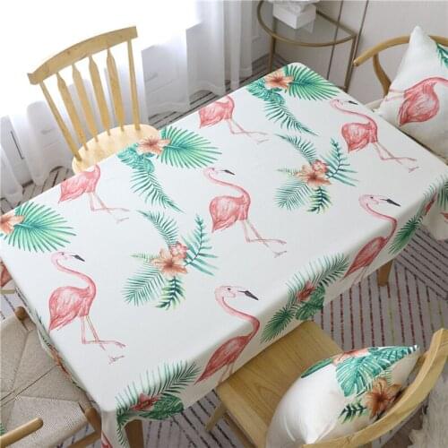 Flamingo Leaves Pattern Tablecloth Coffee Table Cloth Rectangular Round Table Cover
