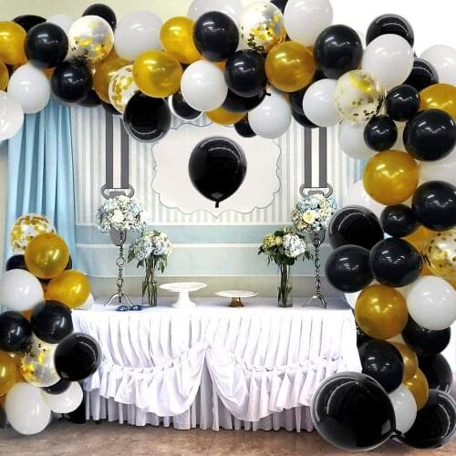 Party Black Gold Balloon Garland Arch Kit Birthday New Year Eve Backdrop Bachelorette Wedding Party Graduation Decoration
