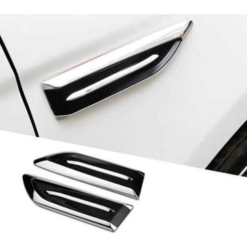 Universal Car Shark Gill Simulation Outlet Hood Bumper Fender Cross Vent Air Inlet ABS Bright Plating Sticker With Adhesive