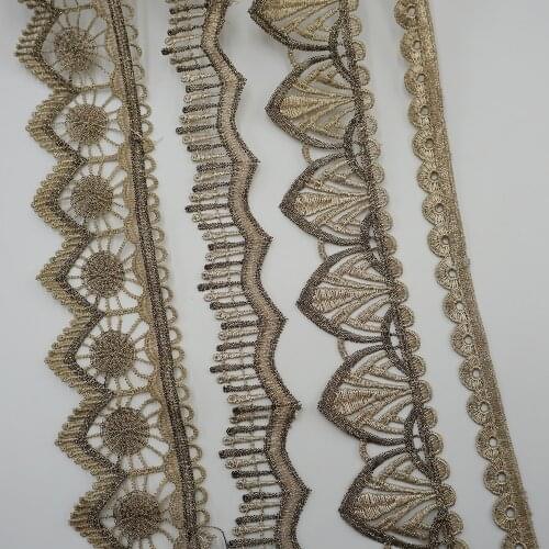 Cusack 3 meter Gold Line Lace Ribbon Trims Embroidered Strip Webbing for Dresses Sofa Cushion Decor Curtain Trimmings 4 cm 5 cm