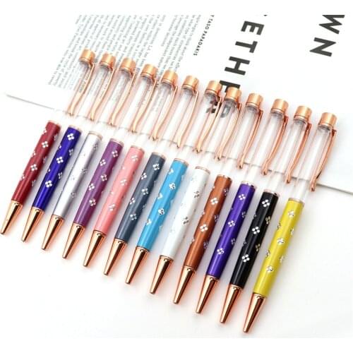 1.0mm Diamond Crystal Ballpoint Pen Metal Pendant Bullet Black Ink Pen Stationery Office & School Supplies Girls Gel Pens