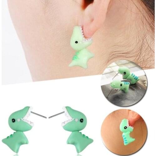 1Pair Fashion Stud Earrings Soft Pottery Dinosaur Earrings Cute Rabbit 3d Animal Earring Fine Jewelry for Women Child Girls Gift