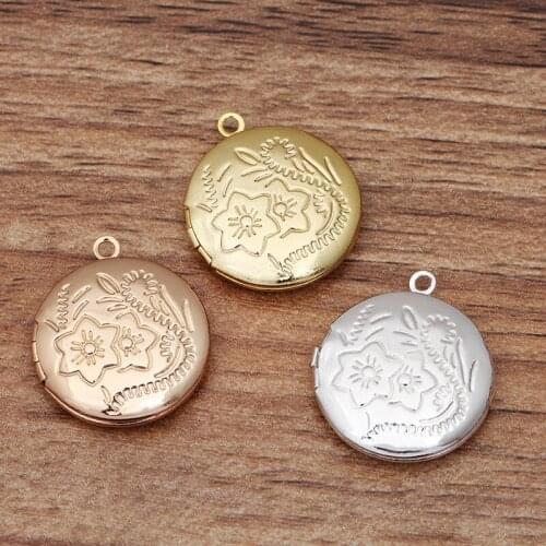 10 pcs/lot 20x5mm Metal Brass Locket Pendant Can Open Round Locket Necklace Photo Pendants Lockets DIY Jewelry Accessories