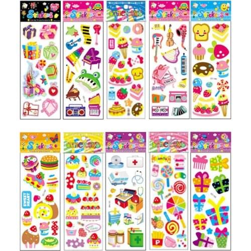 10Pcs Different Cartoon Sticker Toys for Children Gift Kindergarten Sticker Candy Music Decoration on Phone Book No-repeat
