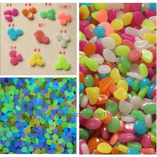 1200 Pieces Glow In The Dark Stones Pebbles Rock for Fish Tank Aquarium Garden Multi Color Fluorescence Stones Luminous Freeship