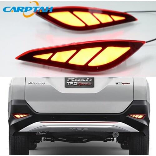 2PCS For Toyota Rush 2018 2019 2020 2-in-1 Functions 12V Car LED Rear Fog Lamp Bumper Light Auto Brake Light Reflector