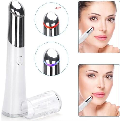 2 in 1 Facial Eye Massager LED Light RF EMS Vibration Massage Face Lifting Anti-wrinkle Puffy Dark Circle Remover Eye Roller