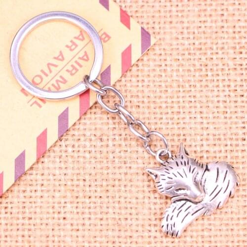 20pcs New Fashion Keychain 24*28 mm wolf tail fox Pendants DIY Men Jewelry Car Key Chain Ring Holder Souvenir For Gift