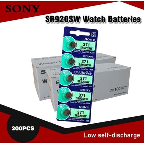 200pcs/lot 100% Original 371 SR920SW 920 SR920 1.55V Watch Battery 371 SR920SW SR920 Button Coin Cell MADE IN JAPAN 0%Hg