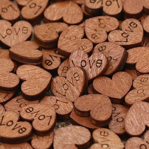 2015 New 100Pcs/lot Love Heart Shape Wood Sewing Appointment Wedding Decoration Buttons Christmas Gift 6LH1