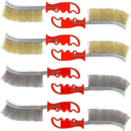 8 wire brush groups, metal wire brush for rust removal, copper wire brush for rust removal, polishing, scraping, paint stains