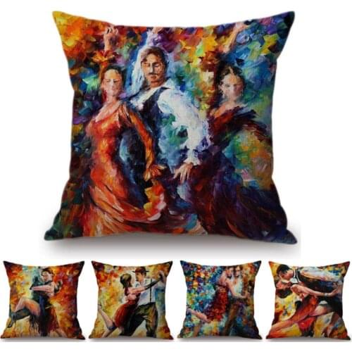 Abstract Romantic Oil Painting Tango Dancer Ballet Art Home Decor Pillows For Sofa Loving Couple Bedroom Sofa Cushion Cover Case