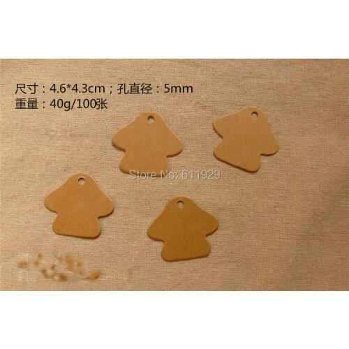 Free shipping blank shape cutting kraft paper tag 4.6x4.3cm/baking price tag/gift label/clothing tag printing/logo 500 pcs a lot