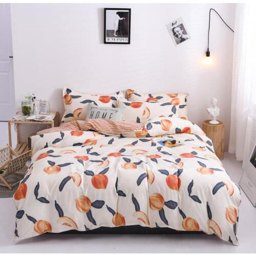 Bonenjoy Quilt Cover With Flat Sheet King Size Peach Pattern Bed Sheets set And Pillowcase Duvet Cover Bedding set Bedclothes