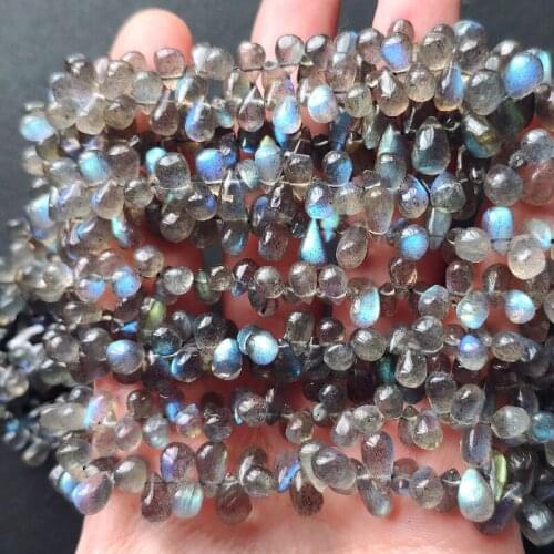 AAA LOOSE BEADS Labradorite drop faceted 6-8mm wholesale for DIY jewelry necklace 20cm