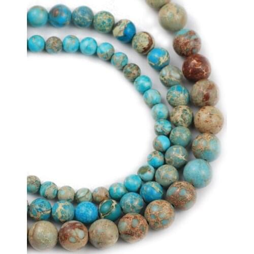YHBZRET Blue Emperor pine Natural Stone spacer 6/8/12MM Round Loose Beads For Jewelry making bracelet accessories DIY finding