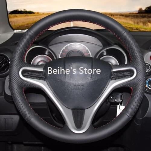 Car Steering Wheel Cover Hand-stitc​h on Wrap Cover Car interior decoration For Honda Fit 2009-2013 / City 2009-2013