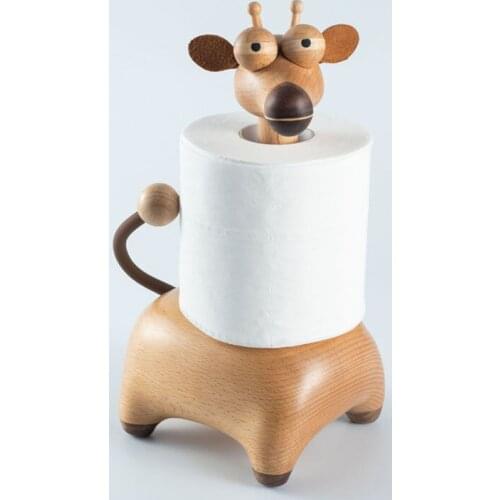 Giraffe Tissue Holder Creative Log Roll Stand Solid Wood Decoration Nordic Living Room Decoration