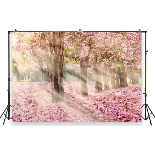 HUAYI Photo Background Newborns Birthday Photography Backdrops Spring Cherry Forest Custom Studio Photobooth Backdrop XT-7339