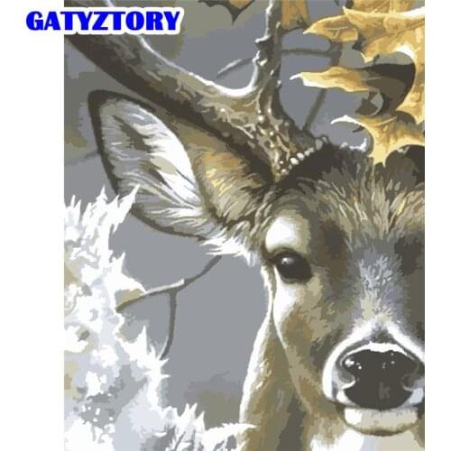 GATYZTORY Painting By Numbers Sika Deer Animal Picture Paint On Canvas Living Room Decoration Acrylic Artcraft 40x50cm