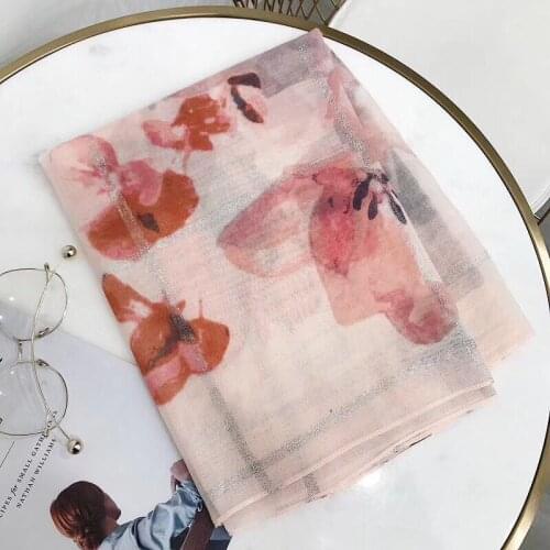 New2018 head scarf,british style,Muslim hijab,cotton flower scarf with silver thread,shawls and scarves,floral hijab,shawls wrap