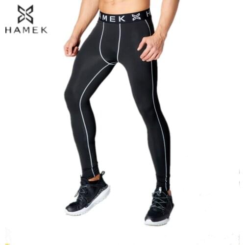 HAMEK Compression Pants Joggers Running Tights Mens Sport Leggings Gym Fitness Exercise Workout Quick-drying Spandex Trousers