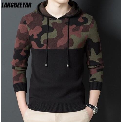 LANGBEEYAR Mens Camouflage Hoodies